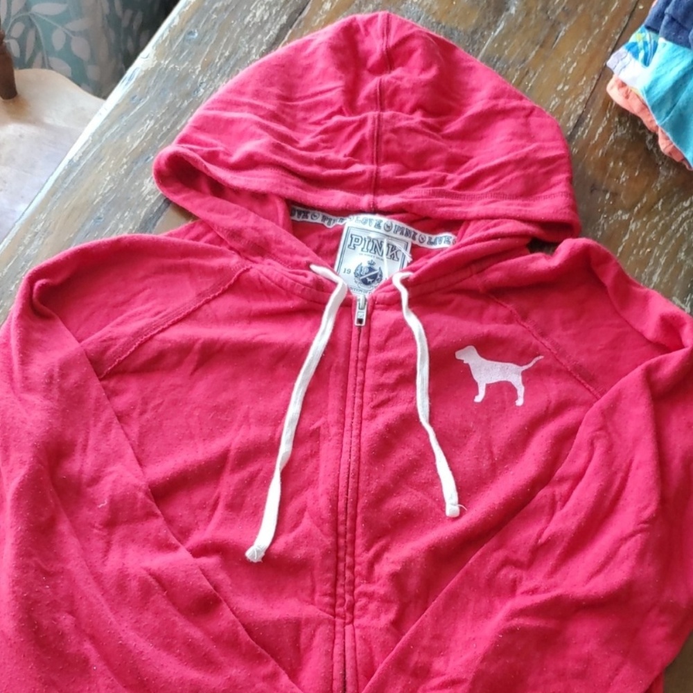 Pink victoria secret zip-up hoodie